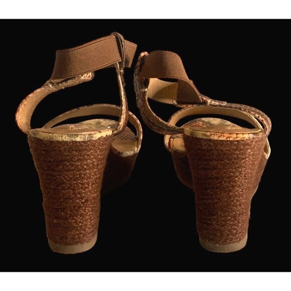 Comfort Est 1946 Womens Animal Print Platform Wedge Sandals Size 9M 4" Heel - Picture 15 of 16